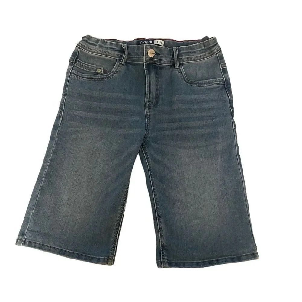 Okaidi Slim Adjustable Waist Bermuda Denim Boys Jeans SZ 12 #1555